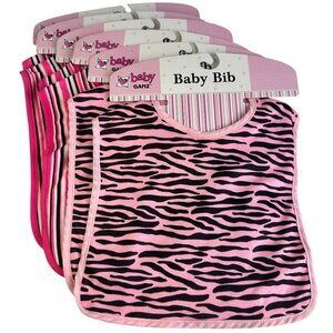 Baby Ganz 4-Pack Pink Zebra & Stripe Cotton Baby Bibs